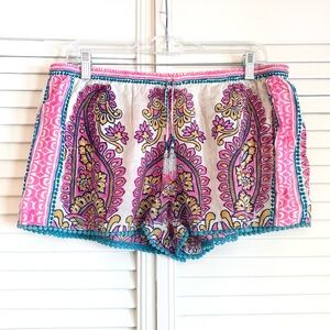 Calypso St. Barth Patterned Boho Shorts Pink Blue White Size Medium M